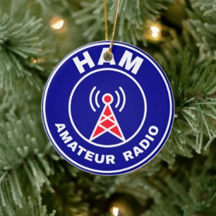 Holiday CQ Amateur Radio Antenna Emblem Ceramic Ornament