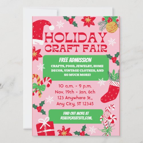 holiday craft fair chritsmas xmas invitation