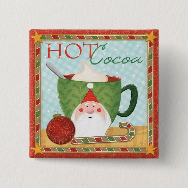 Holiday Cup with Mint Cocoa Pinback Button (Front)