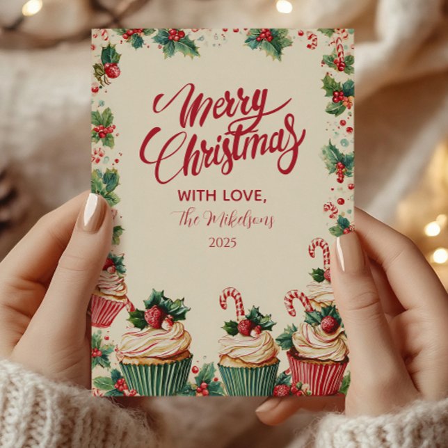 Holiday Cupcake Cheer Christmas Card (Creator Uploaded)