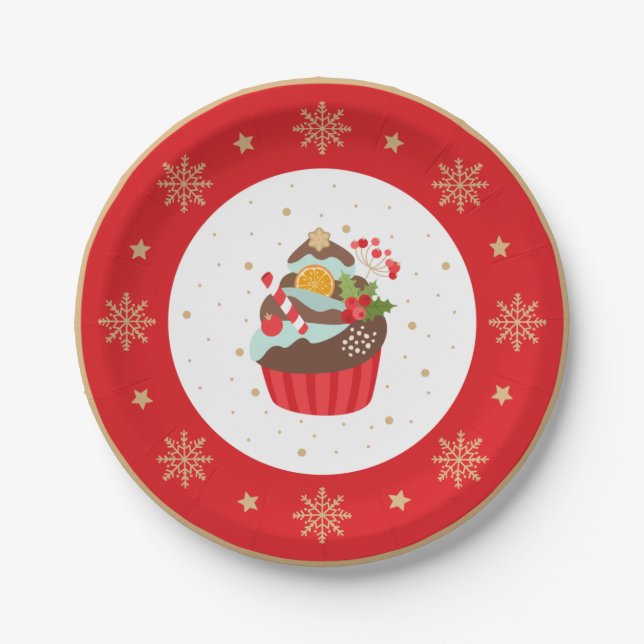 Holiday Cupcake Christmas Plate (Front)