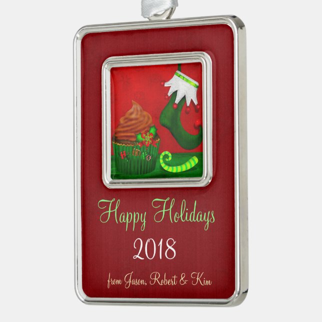 Holiday Cupcake Whimsey PERSONALIZED Christmas Ornament (Left)