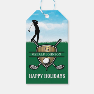 Holiday Custom Golf Monogram Design Gift Tags