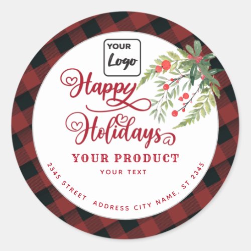  Holiday custom logo product packaging Classic Round Sticker