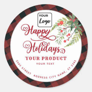  Holiday custom logo product packaging Classic Round Sticker