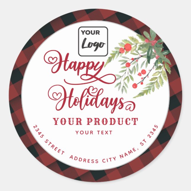  Holiday custom logo product packaging Classic Round Sticker (Front)