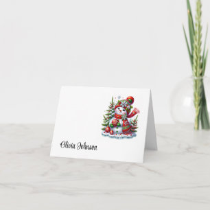 Holiday Custom Name Folded Note Cards