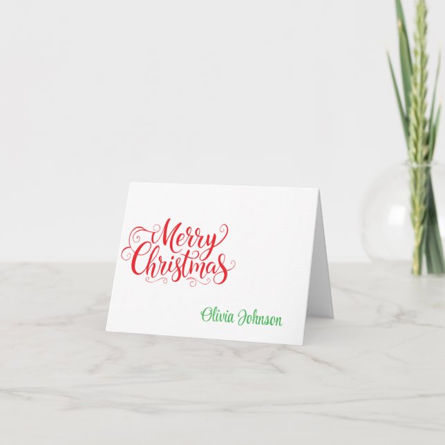 Holiday Custom Name Folded Note Cards (Front)
