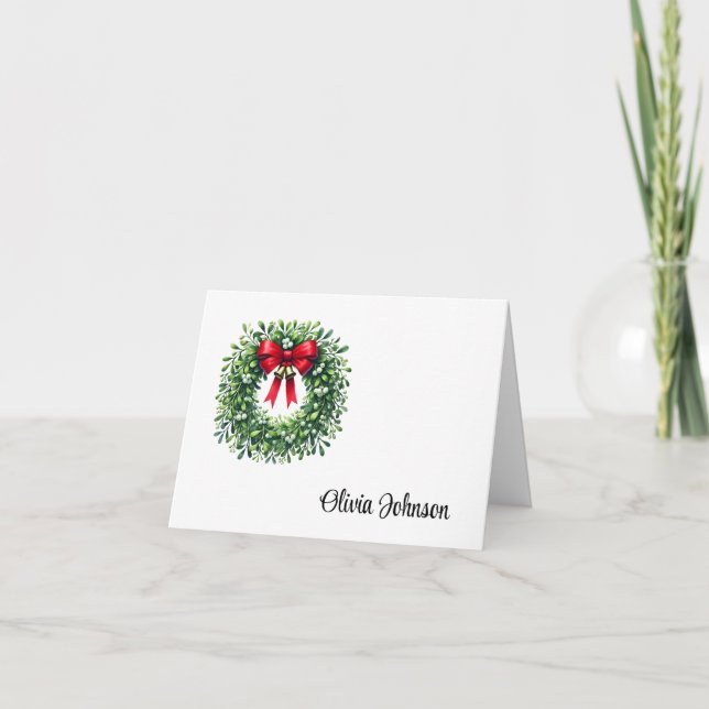 Holiday Custom Name Folded Note Cards (Front)