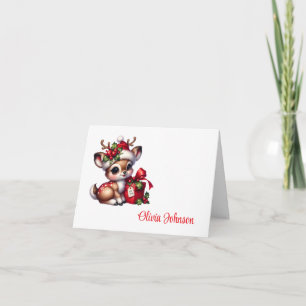 Holiday Custom Name Folded Note Cards