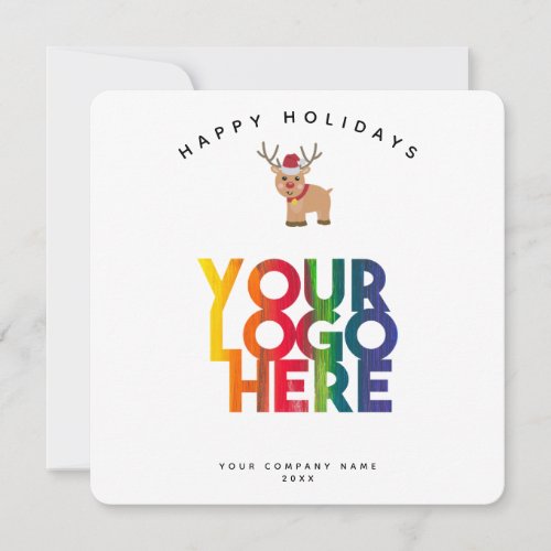 Holiday Cute Reindeer Business Logo Christmas Card