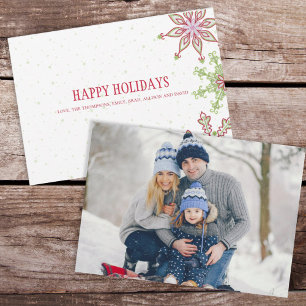 Holiday Cute Snowflake Whimsical Colorful 1 Photo Card