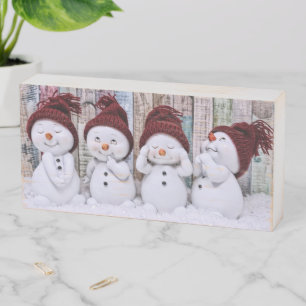 Holiday - Cute Snowmen Wooden Box Sign