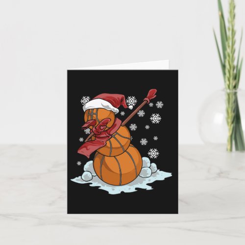 Holiday Dabbing Basketball Snowman Christmas Baske Card