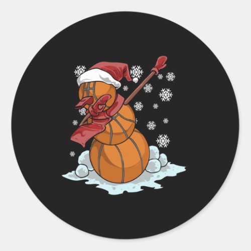 Holiday Dabbing Basketball Snowman Christmas Baske Classic Round Sticker