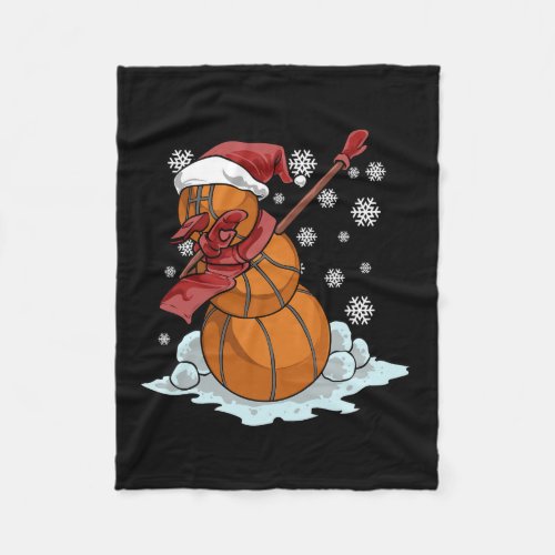 Holiday Dabbing Basketball Snowman Christmas Baske Fleece Blanket