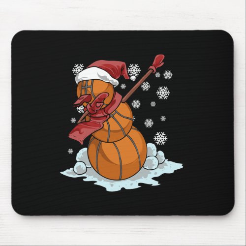 Holiday Dabbing Basketball Snowman Christmas Baske Mouse Pad