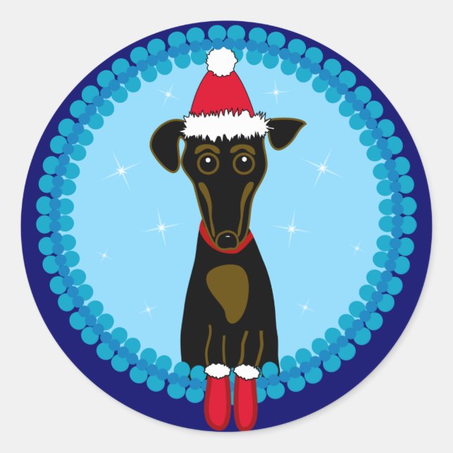 Holiday Dachshund Classic Round Sticker (Front)