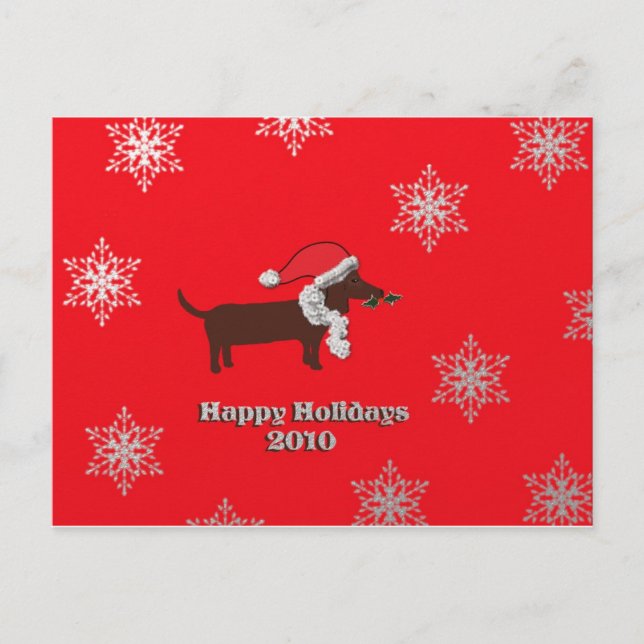 Holiday Dachshund Postcard (Front)