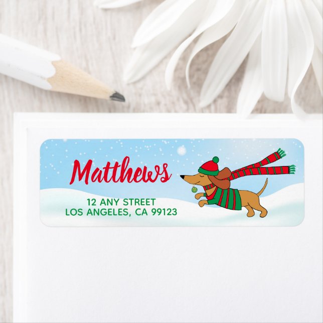 Holiday Dachshund Return Address Labels (Insitu)