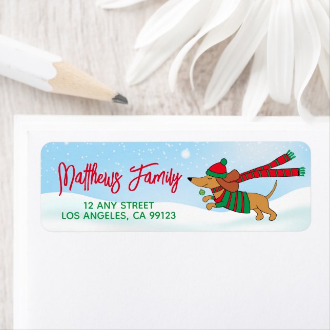Holiday Dachshund Return Address Labels (Insitu)