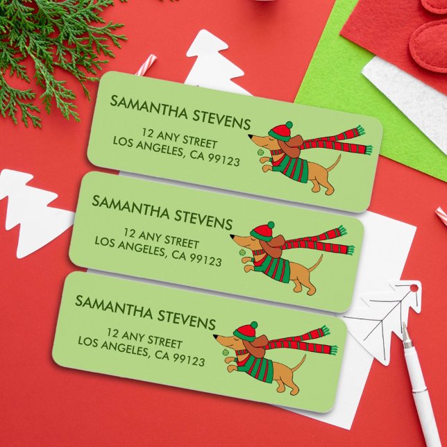 Holiday Dachshund Return Address Labels (Creator Uploaded)