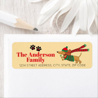 Holiday Dachshund Return Address Labels