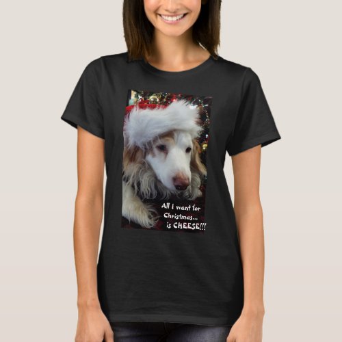 Holiday Dachshund w Christmas tree  fairy lights T_Shirt