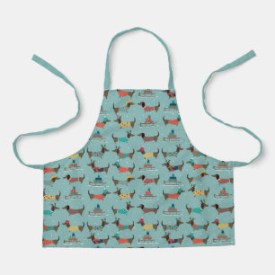 Holiday Dachshunds with Gifts and Sleds Pattern Apron