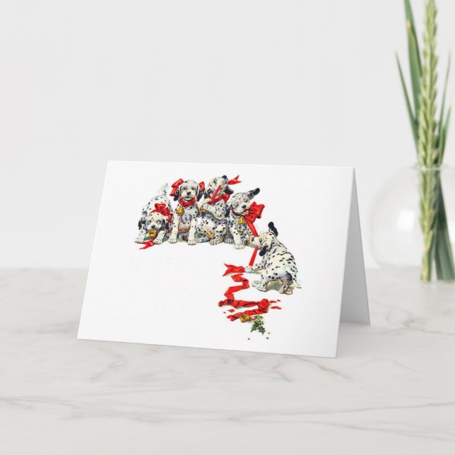 Holiday Dalmatian Pups Card (Front)