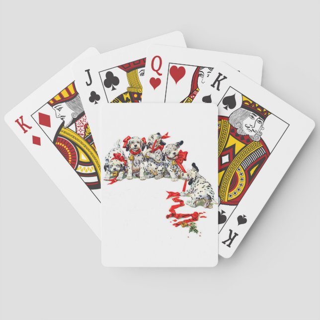Holiday Dalmatian Pups Poker Cards (Back)