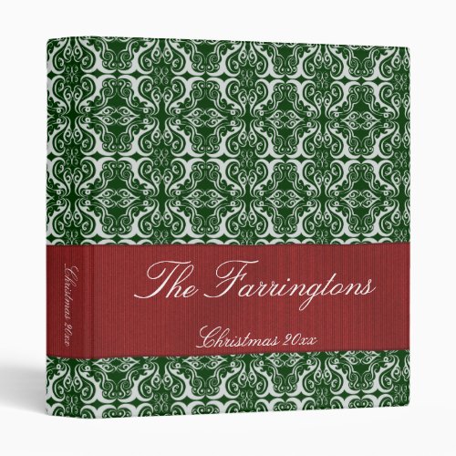 Holiday Damask Green  Red 1 Binder