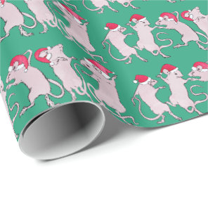 Holiday Dancing Rats Wrapping Paper