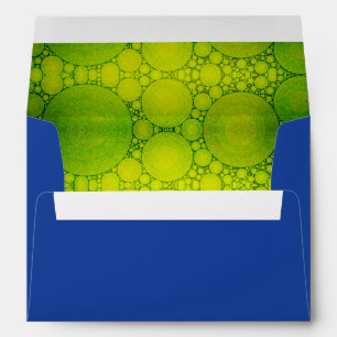 Holiday dark blue custom lime green circle art envelope
