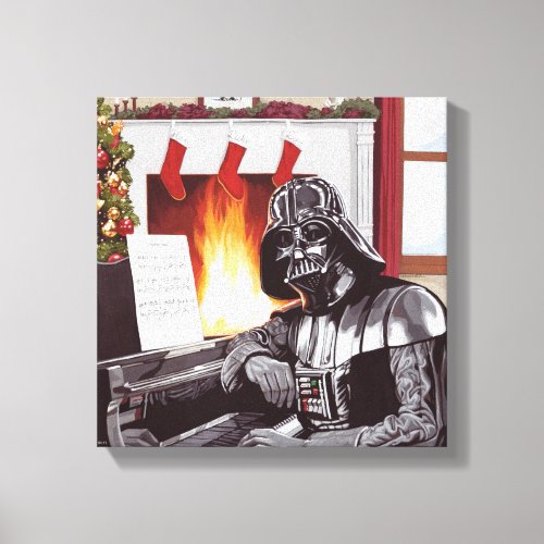 Holiday Darth Vader Warm By The Hearth Canvas Print