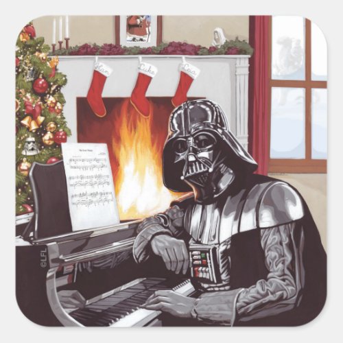 Holiday Darth Vader Warm By The Hearth Square Sticker