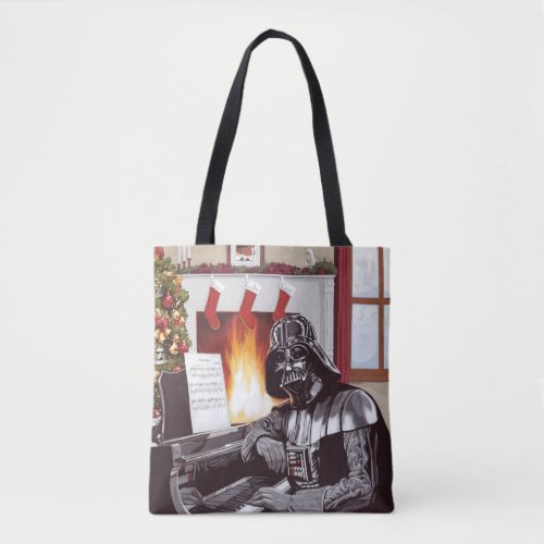 Holiday Darth Vader Warm By The Hearth Tote Bag