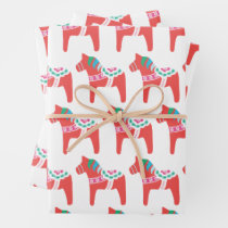 Pink Poinsettia and Holly Leaves Wrapping Paper Sheets