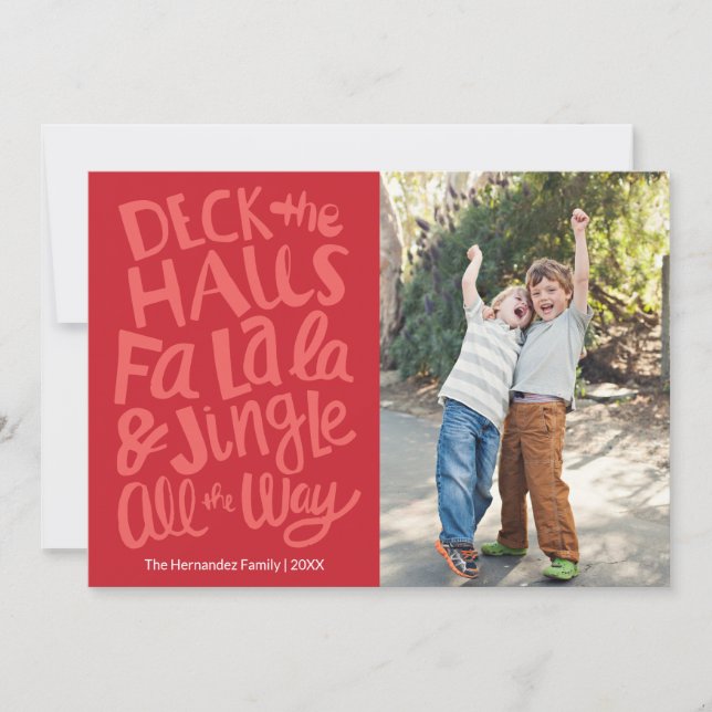 Holiday Deck the halls Fa la la Flat Holiday Card (Front)