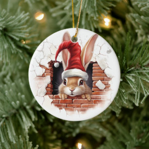 Holiday Decor for Rabbit Lovers - 3D Ceramic Ornament