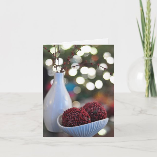 Holiday decor in white & red, vase, Holiday card (Front)
