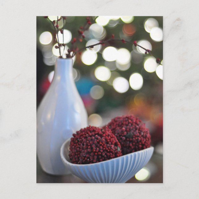 Holiday decor in white & red, vase, postcard (Front)