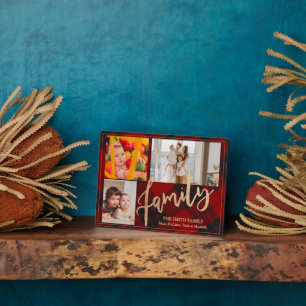 Holiday Décor Rustic Red Plaid Family Photo Plaque