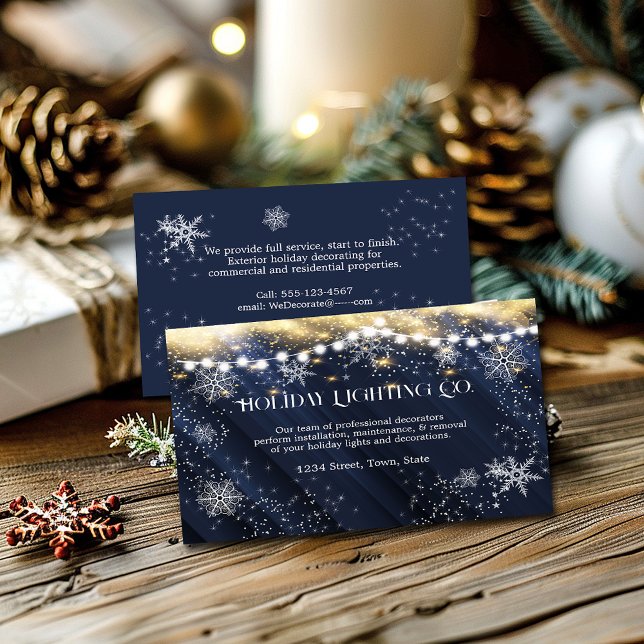 Holiday Decorating Snowflakes Lights Stars Business Card (Creator Uploaded)