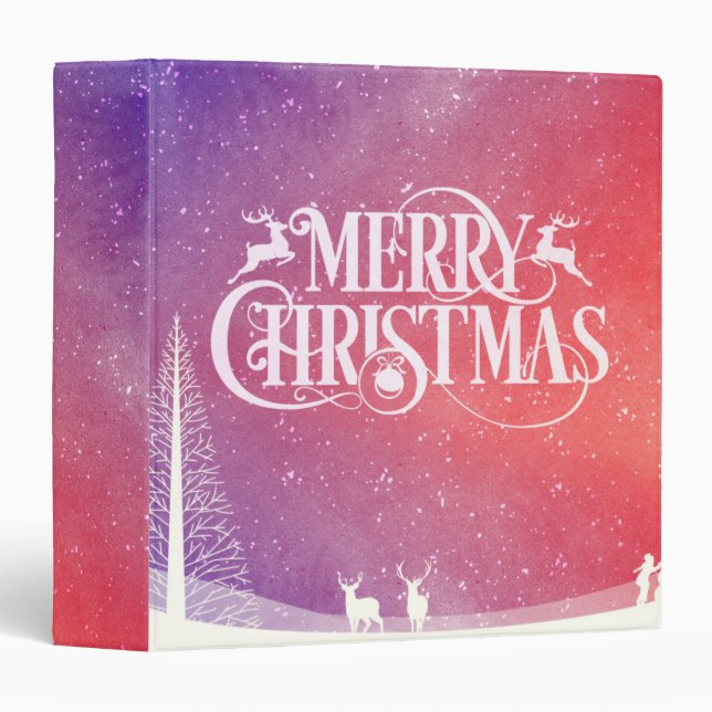 Holiday Deer Landscape 3 Ring Binder (Front/Spine)