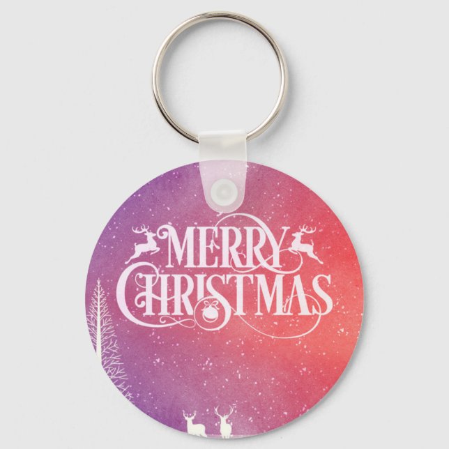 Holiday Deer Landscape Keychain (Front)