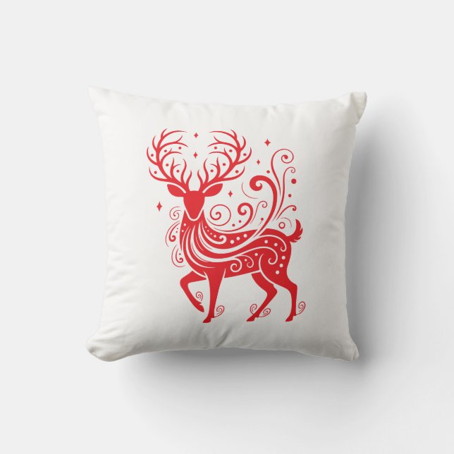 Holiday Deer  Throw Pillow (Front)
