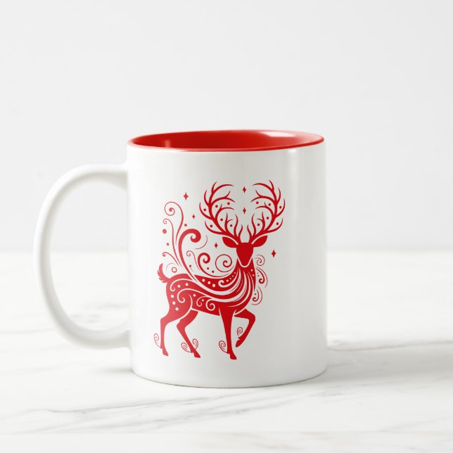 Holiday Deer Two-Tone Coffee Mug (Left)
