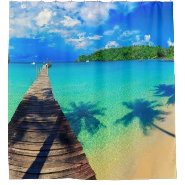 Holiday destination shower curtain (Front)