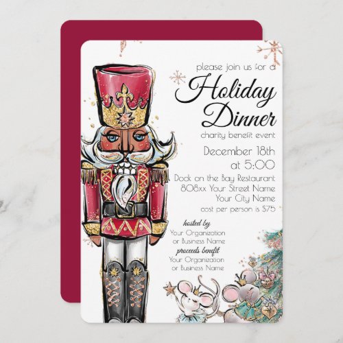 Holiday Dinner Charity Event Nutcracker Christmas Invitation